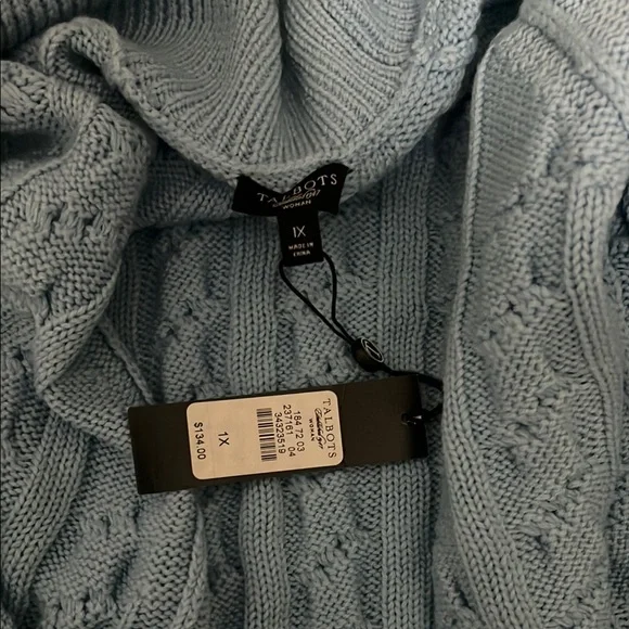 Talbots Blue Cable Knit Cardigan with Shawl Collar - Picture 5 of 7
